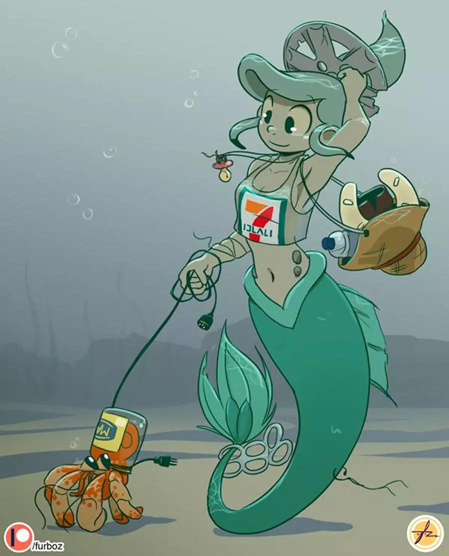 被海洋垃圾污染後的小美人魚 - 粉絲投稿8 - 1
