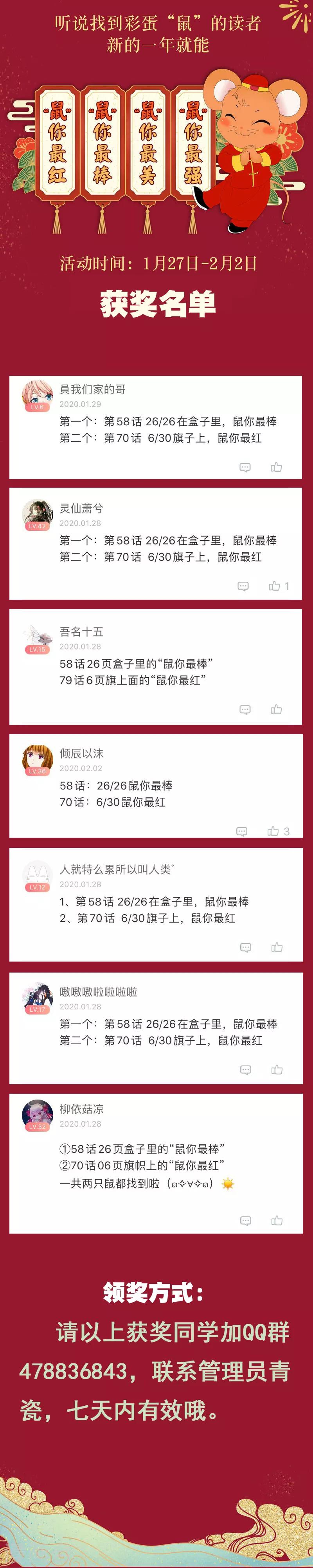 毒医嫡女 - “鼠”彩蛋获奖名单 - 1
