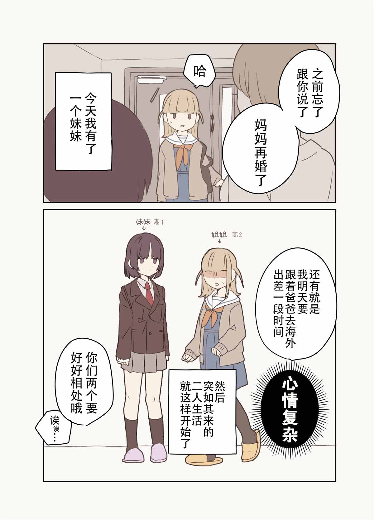 森原創百合作品集 - 義理姐妹百合漫畫(日後墜入愛河系的義理姐妹百合漫畫） - 1